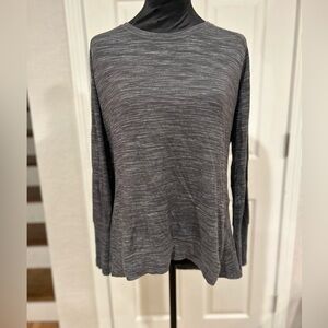 Champion Gray Long Sleeve Heathered Knit Top, Casual Pullover, Size Large